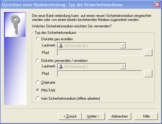 wird automatisch gefüllt (hbci11.fiducia.de/cgi-bin/hbciservlet) Klicken Sie auf "Weiter". Wählen Sie im folgenden Fenster die HBCI-Version 3.