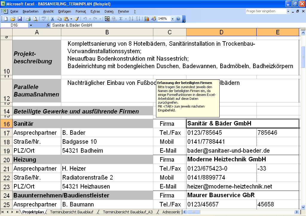 Seite 3 BADSANIERUNG_TERMINPLAN_ANLEITUNG 2014 Wolfgang Heinl Text & Formular www.shk-formblattshop.