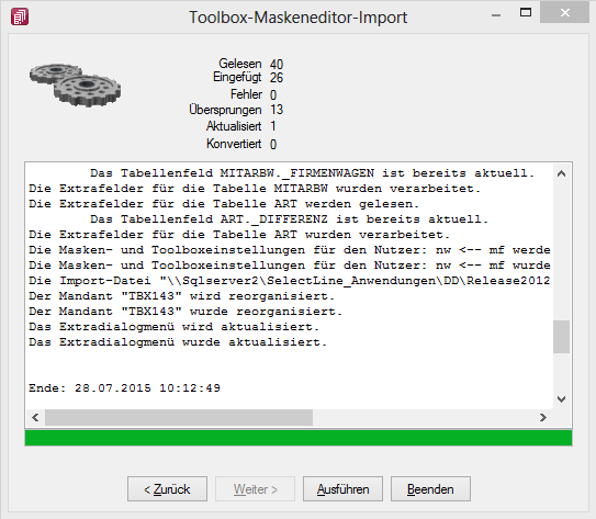 1.4 Toolboxkonfiguration importieren (als Toolboxbenutzer) Im nächsten Schritt ist die eigentliche Toolboxkonfiguration für den Benutzer zu importieren.