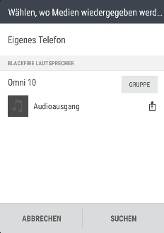 130 Unterhaltung Musik auf Blackfire kompatible Lautsprecher streamen BLACKFIRE RESEARCH Spielen Sie Musik gleichzeitig auf mehreren Blackfire kompatiblen Lautsprechern von Ihrem HTC One M9 wieder.