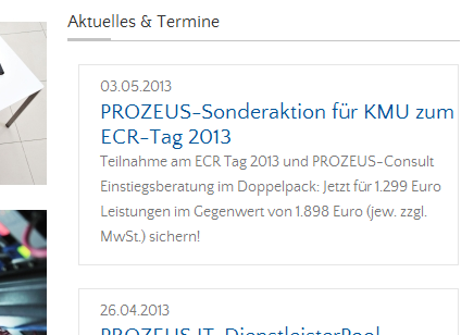 Redaktionelle Beiträge auf www.prozeus.de Als zentrale Informationsdrehscheibe rund um ebusiness-standards hat www.prozeus.de über 60.000 Pageviews/ Monat.