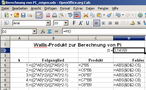 Berechnung von π Wallis Produkt Wallis Produkt zur Berechnung von π Groß,