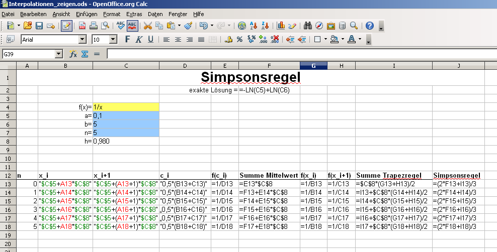 Integralapproximation Simpsonsregel Simpsonsregel von f (x) = 1 x Groß,