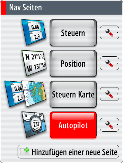 Auswahl des Autopilot-Modus Das Autopilot Pop-Up-Fenster aktiveren bzw. deaktivieren 3s ACHTUNG: Das Pilot Pop-Up-Fenster muß aktiviert werden, um den Autopiloten bedienen zu können.