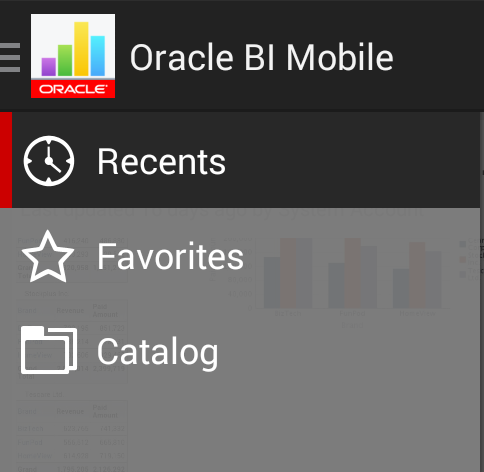 Oracle BI Mobile für Google Android 12 Wesentliche Funktionen: konzeptionell ähnlich zur App für Apple noch deutliche Einschränkungen