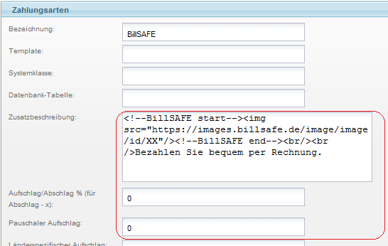 Hinweis: Ihre eigene Logo-URL erhalten Sie im BillSAFE Händlerportal (https://client.billsafe.de/ ).