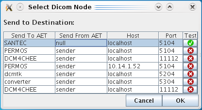 7 Senden Die DICOM Tools bieten die Möglichkeit Bilder direkt aus ImageJ oder von dem lokalen Rechner an andere DI- COM fähige Applikationen (PACS 2 ) oder Geräte