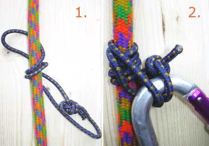 Klemheistknoten Klemheistknoten oder auch Kreuzklemmknoten Der auch als Kreuzklemmknoten bekannte Klemheistknoten kann sowohl aus Reepschnurschlinge wie auch Bandschlingen geknüpft werden.