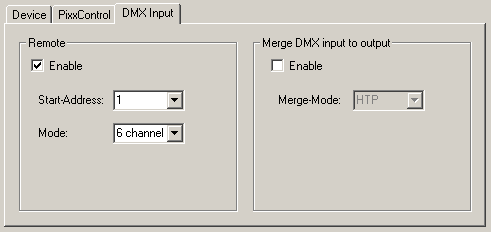 AvengerSD 9 Ist Port 2 als DMX IN konfiguriert kann der AvengerSD das DMX-Eingangssignal zur Remote-Steuerung verwenden. Diese Funktion muss mit Enable aktiviert werden.