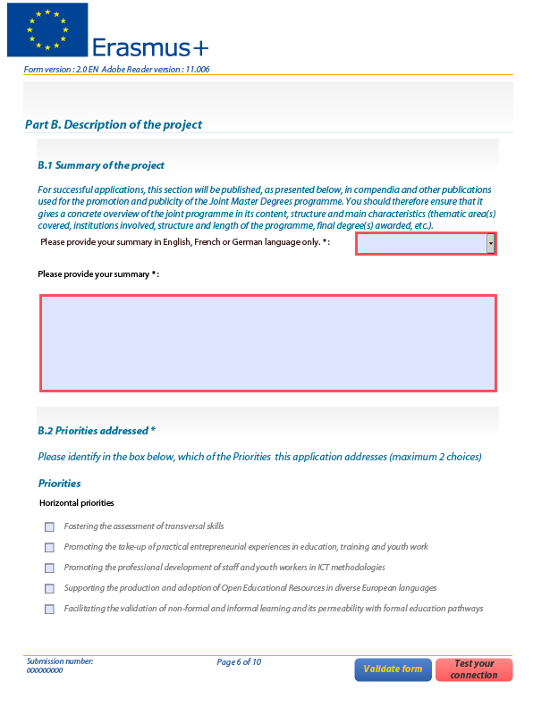 DER ANTRAG e-form Part B: Description of the project Zusammenfassung des Projekts: 1.