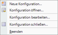 4 Warenwirtschaft 1.1 Datei Folgende Menüpunkte stehen Ihnen zur Verfügung: Neue Konfiguration... Erstellt eine neue Konfiguration (siehe unten).