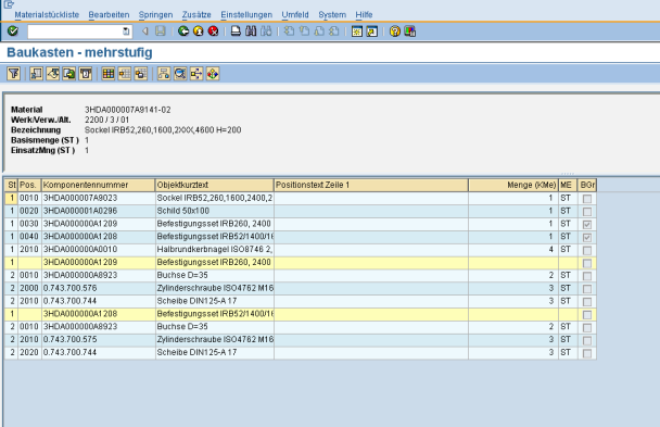 Materialwirtschaft (1) SAP-PLM Dokumentstückliste = CAD-Struktur Materialstückliste Ableitung Materialstückliste lässt sich einfach erstellen Ableitung
