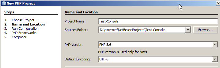 Erstes Arbeiten mit netbeans I Es wird ein neues Projekt ausgewählt, dann der Typ PHP-Applikation bestimmt Dies ist die netbeans-version