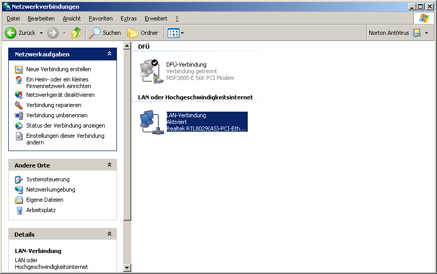 3.4 Konfiguration für Windows XP Gehen Sie auf Start Systemsteuerung
