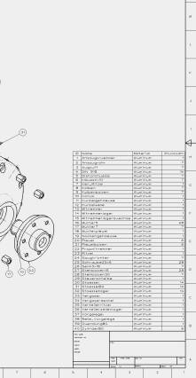 CAD Automatische Stücklisten inklusive Explosionsdarstellungen Bild: Explosionszeichnung inklusive Stückliste und Pos-Nr.-Automatik, 7-Zylinder Sternmotor.