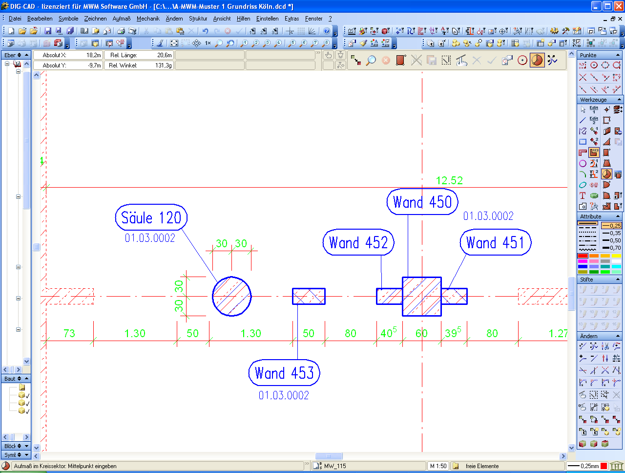 Leistungsbeschreibung DIG-CAD 5.0 Aufmaß Seite: 9 Grafische Dokumentation der Aufmaßplan DIG-CAD 5.