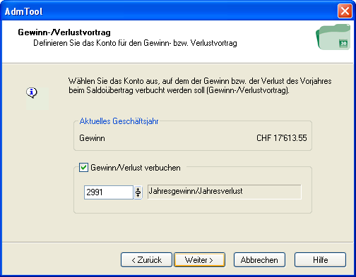 Im nächsten Fenster können Sie die Budgetdaten übernehmen. Wir empfehlen, die bereits vorgeschlagenen Einstellungen zu akzeptieren.