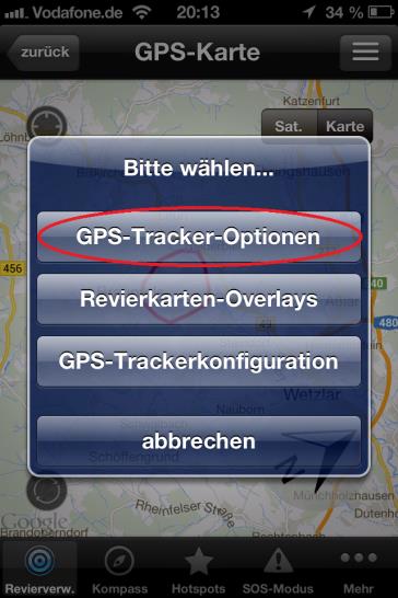 3. Jetzt gehen Sie in Optionen GPS-Tracker-Optionen und wählen hier durch Betätigen von Anz.