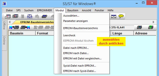 Kapitel 2 S5 für Windows Grundlagen Seite 2-127 Für das Drucken der EPROM-/ EEPROM-Modul Statistik wird ein Druckvorschau-Fenster geöffnet aus dem heraus der Druck gesteuert werden kann. 2.19.