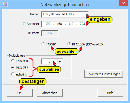 Seite 3-8 S5 für Windows Online Funktionen Kapitel 3 Neuer S7-IBHLink Dialogfeld zur Definition einer neuen S7-IBHLink Verbindung (Name, IP-Adresse).