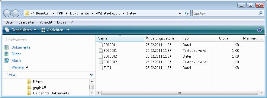 Zu ihrer Kontrolle wurde noch eine entsprechende ED000*.log Datei erstellt. In dieser Datei können Sie die exportierten Daten im Klartext ansehen.