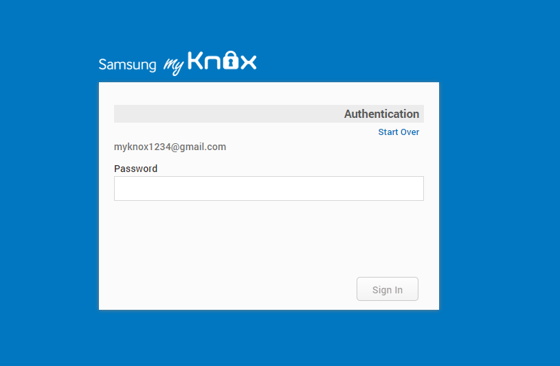 My KNOX-Benutzerportal Setup (Konto hinzufügen) 1. Wenn Sie ein vorhandenes Konto verwenden möchten, gehen Sie zu my.samsung.