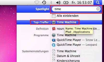 Nun kann die neue Freigabe von Time Machine unter Mac OS X als Backup-Ziel verwendet werden: 5) Die Datensicherung unter Mac OS X starten