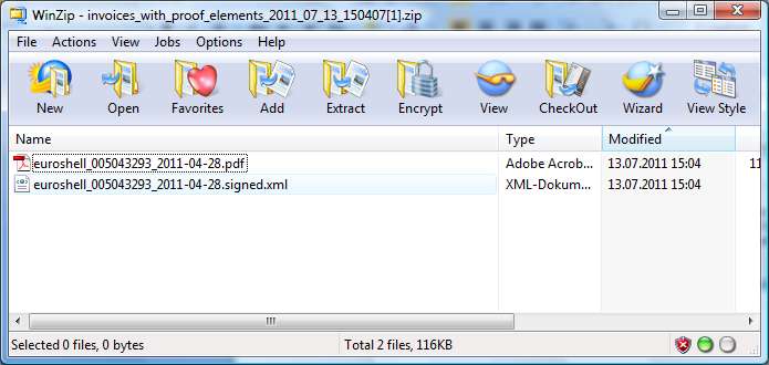 16: Extrahieren Sie die PDF- und XML-Dateien.