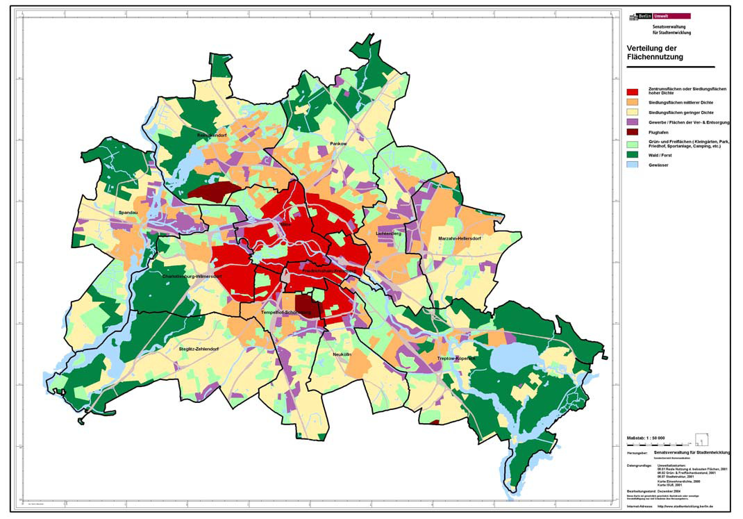 Verteilung der Flächennutzung 2004 (Stadtstruktur) Umweltgerechtigkeit in Berlin Umsetzung der Ergebnisse Geschlossene Blockbebauung 1860-1914 Große