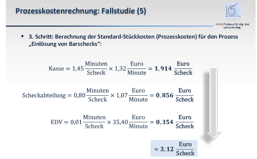 Kst = Bearbeitungszeit * Prozesskostensatz =