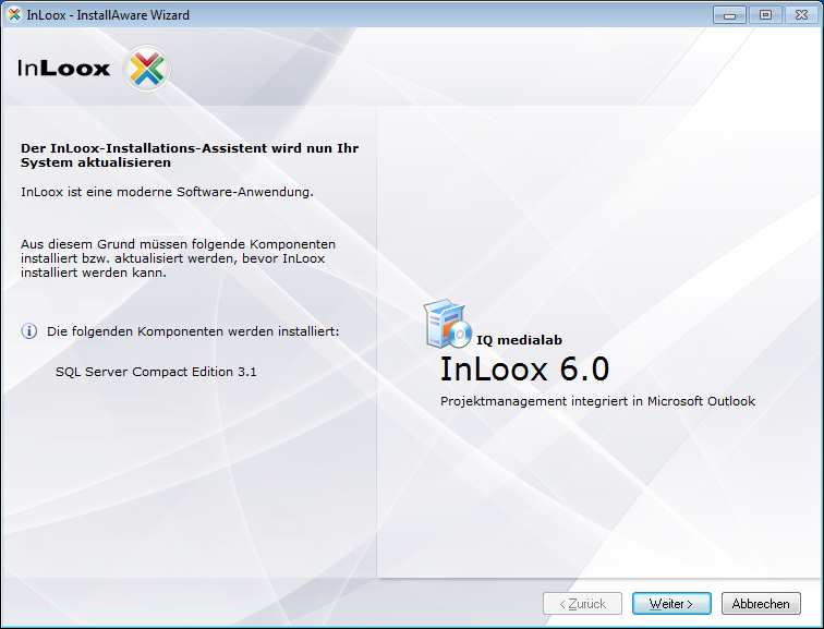Installation InLoox Personal Edition (Einplatzversion) 1. Starten Sie die Datei InLoox_Personal.exe 2.
