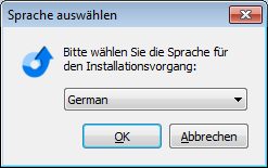 Der Installations-Assistent wird gestartet Wählen Sie die gewünschte Installationssprache (z.b. German für deutsch) aus 4.