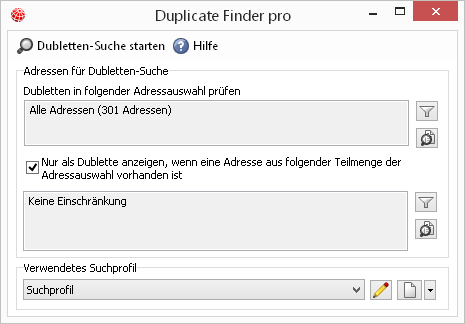 Duplicate Finder pro Duplicate Finder pro starten Leserechte auf alle zu prüfenden Adressfelder, damit die Dubletten ermittelt werden können.