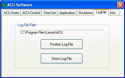 2 Software Bedienung Dialoge der Bedienoberfläche Register "LogFile" Programm Meldungen einsehen 2.3.6 Register "LogFile" Programm Meldungen einsehen ACU USV Vx.