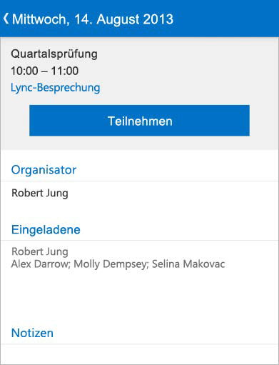 Informationen zum Installieren und erstmaligen Anmelden bei diesen Apps finden Sie in der Schnellstartanleitung Einrichten von Office 365 auf Ihrem Android-Smartphone: Lync 2013 OneNote Office Mobile