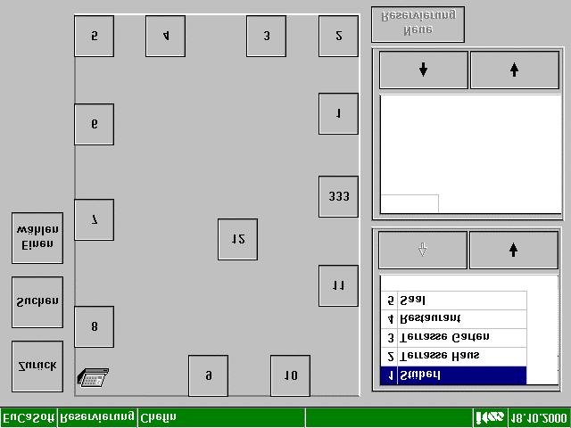 Kassensystem (X&D6RIW Š Kapitel 42 Sie befinden sich in Ihrem Dialog Kellner Login und tippen auf die Taste 7LVFKUHVHUYLHUXQJ und gelangen danach in den Dialog 5HVHUYLHUXQJ.