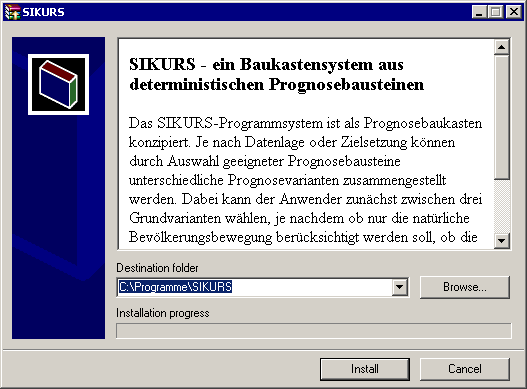 2.1. Installation von SIKURS Sikurs Für die Installation sollte zunächst auf der Festplatte ein neues Unterverzeichnis z.b.sikurs8_7 erstellt werden.