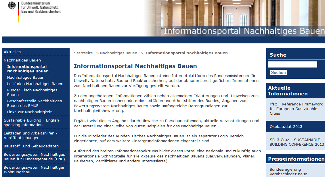 Informationsportal Nachhaltiges Bauen www.