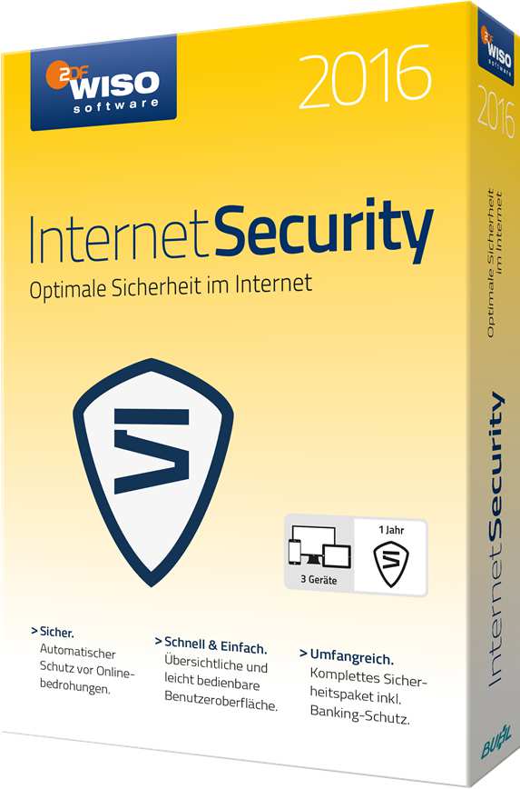 WISO Internet Security 2016 Jahresversion - Laufzeit 365 Tage Optimale Sicherheit im Internet > Sicher. Automatischer Schutz vor Onlinebedrohungen > Schnell & Einfach.