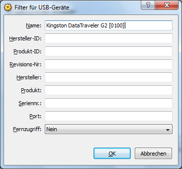 USB-Filter angepasst werden!