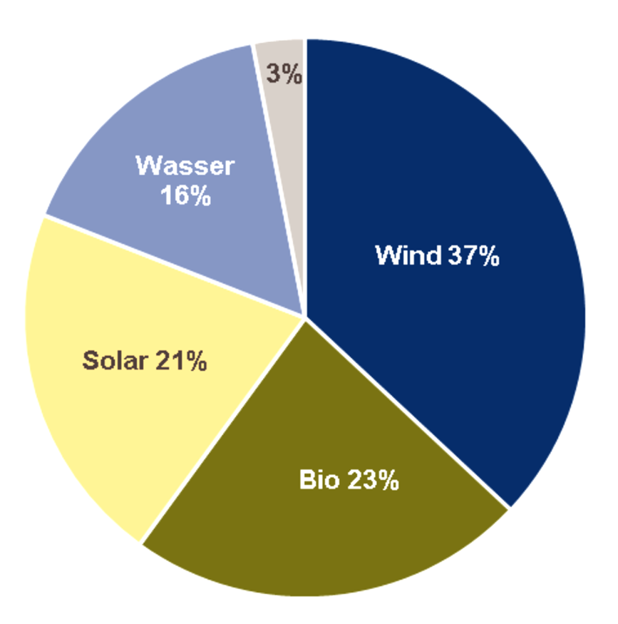 Der Markt für erneuerbare Energien Strom Struktur der regenerativen Stromerzeugung in Deutschland Die Windenergie ist derzeit die wichtigste regenerative Energiequelle Tendenz steigend, auch wenn die
