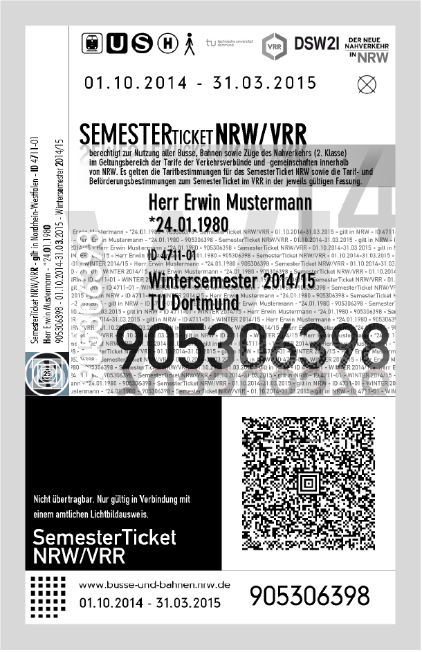 Gewählte Vertriebsvariante T2P-Verfahren, kombiniertes regionales/nrw-ticket Fachhochschule Dortmund * Technische Universität Dortmund *