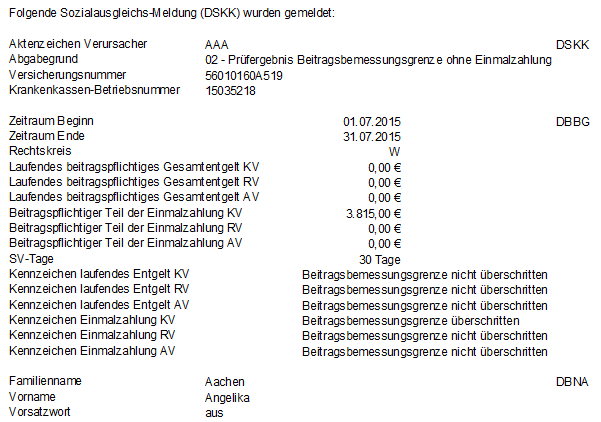 Wie unten unter»entgeltabrechnungen«auf Seite 9 ausgeführt, werden diese Rückmeldewerte dann in den Abrechnungen des angegebenen Zeitraums berücksichtigt.