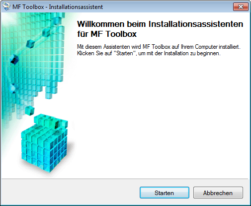 6 Klicken Sie auf [Beenden]. Als nächstes wird die Installation von MF Toolbox gestartet. Wenn Sie in Schritt 3 das Kontrollkästchen [MF Toolbox] desaktiviert haben, wird MF Toolbox nicht installiert.