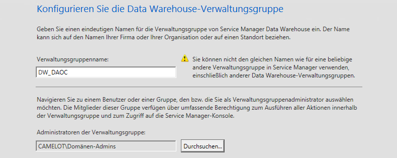 In meiner Demo-Umgebung verwende ich den Datenbank-Server, der mit auf dem Management-Server installiert ist.