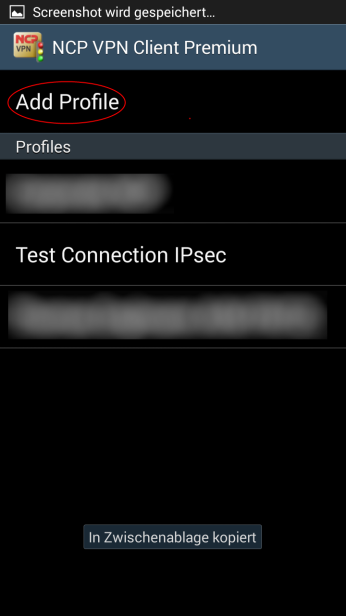 Einrichtung am NCP Android Client Neues VPN-Profil
