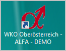 Klicken Sie zuletzt auf Fertigstellen. 3. Sie können ALFA 2.0 DEMO jetzt über das Symbol WKO Oberösterreich ALFA DEMO am Desktop oder über den Eintrag im Startmenü starten. 4.