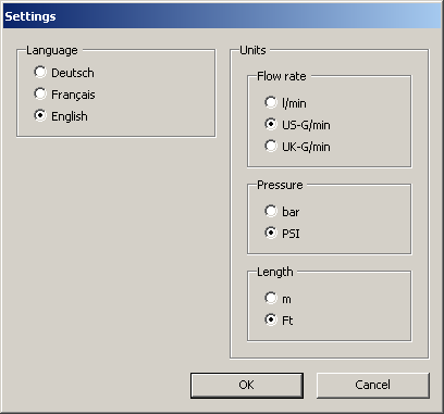 20 5.2 Einheiten einstellen / Units setting Die Einheiten, mit denen JetCalc rechnen soll, können ebenfalls im JetCalc Programm im Menü Optionen angewählt werden.