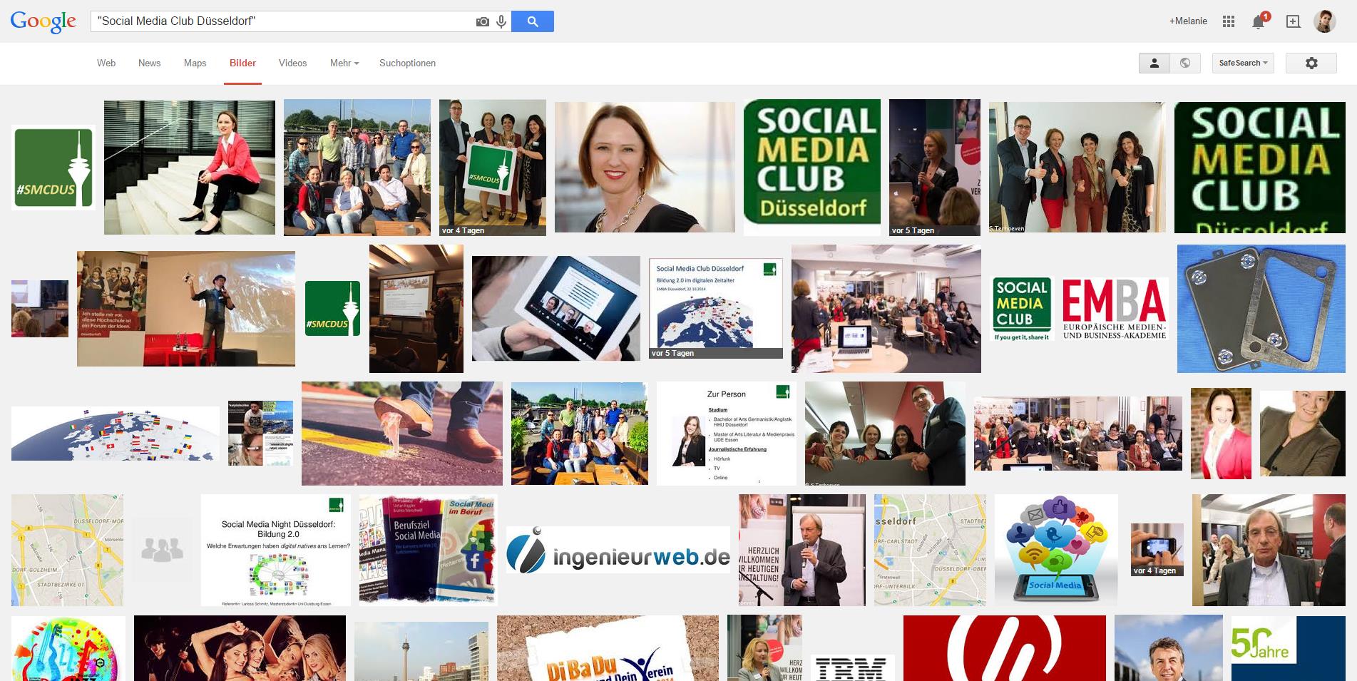 Google-Ergebnisse (Bilder) Der Erfolg einer crossmedialen Kommunikation des Social Media Clubs spiegelt sich zudem