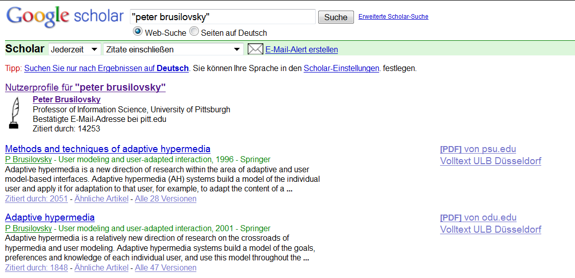 Google Scholar: Citation Profile Autor-Suche Log-In &